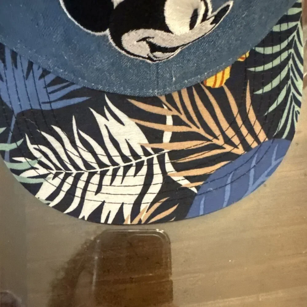 Disney Mickey Mouse Blue Floral Hibiscus Hawaiian Boys Youth Hat Cap Adjustable